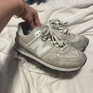 New Balance Women's Cream and White Sneakers